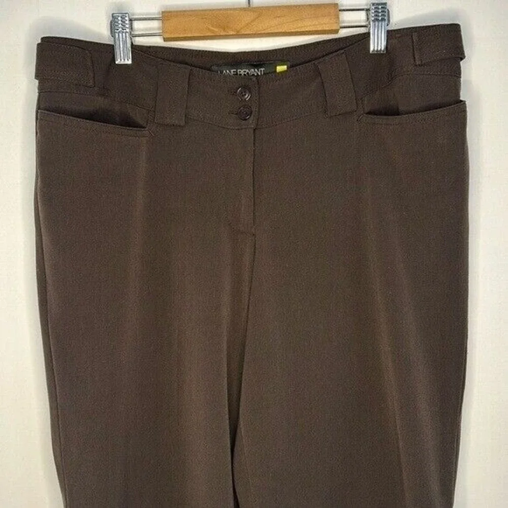 Lane Bryant Petite 1 Large Brown Wide Leg Dress Pants Trousers Neutral Office - Picture 2 of 8